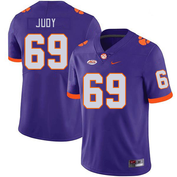 Men's Clemson Tigers Sam Judy #69 College Purple NCAA Authentic Football Stitched Jersey 23NM30GR